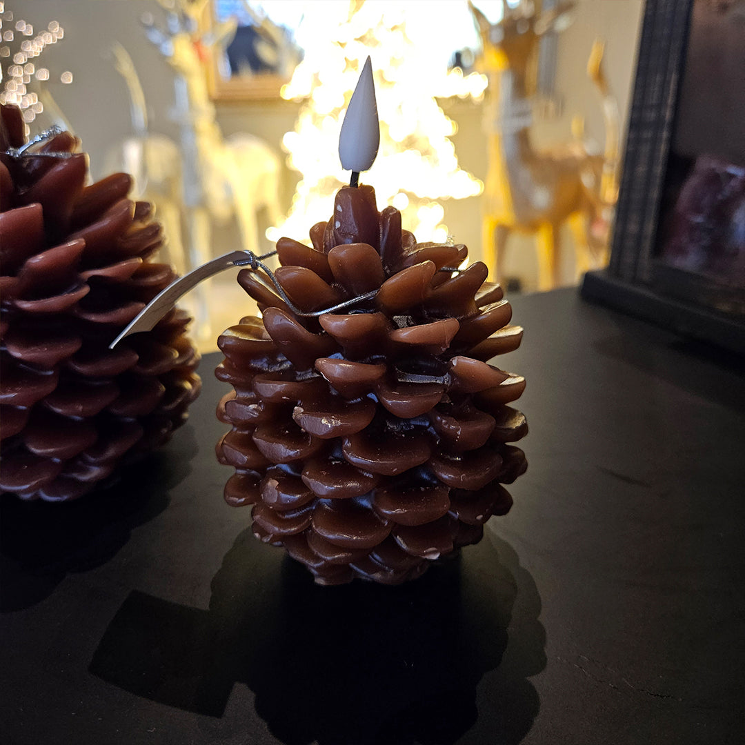 VELAS AROMATIZANTES PIÑA CON LUZ LED ON-OFF 8x12.8cm Café