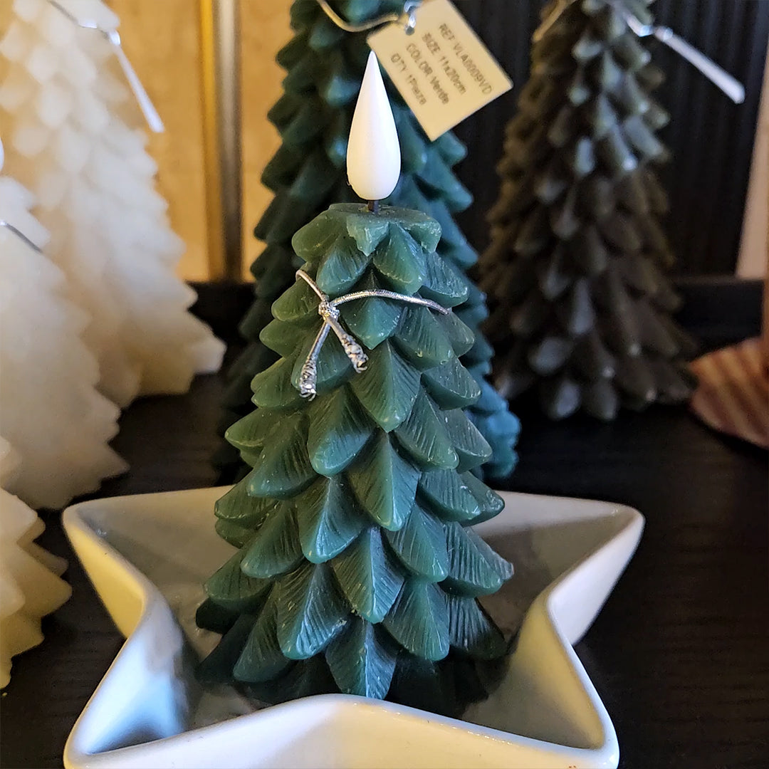 VELAS AROMATIZANTES ARBOL CON LUZ LED ON-OFF 7x12.8cm Verde 1U/U