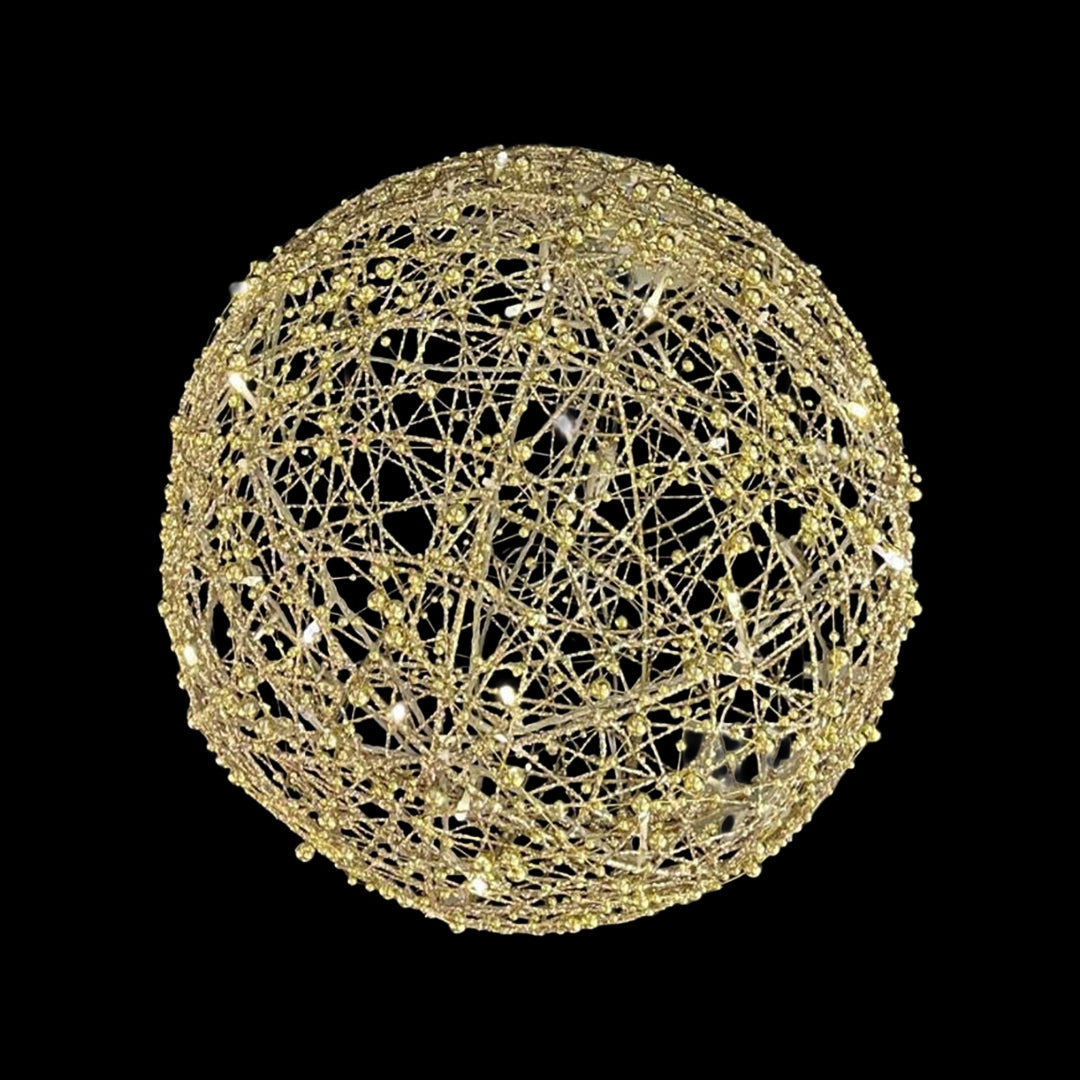 ESFERA DE LUZ DORADA 40cm with pearls, w/40lights