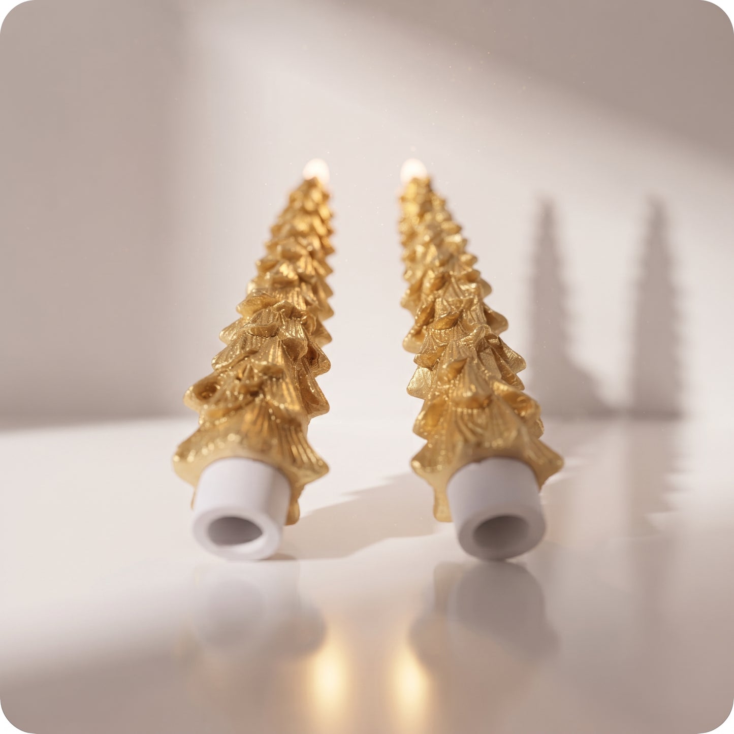 Set de 2 velas de árbol doradas