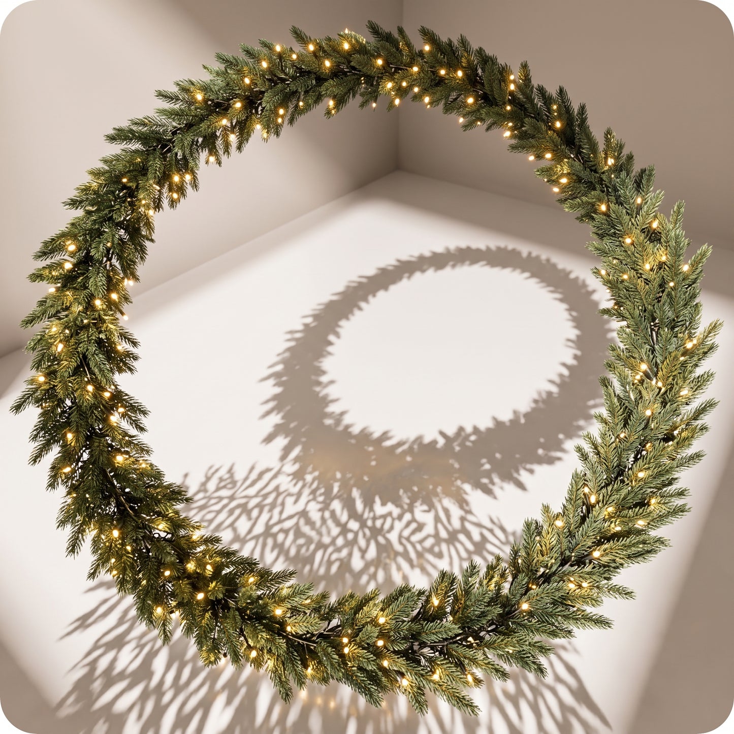 Corona delgada gigante con luz led calida