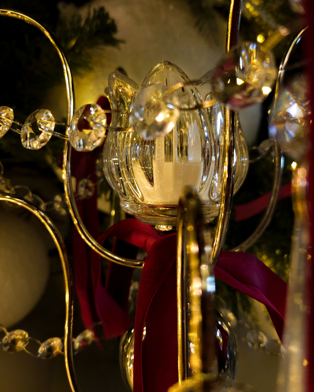 Candelabro chapado en níquel con cristal 15*15*32CM Dorado