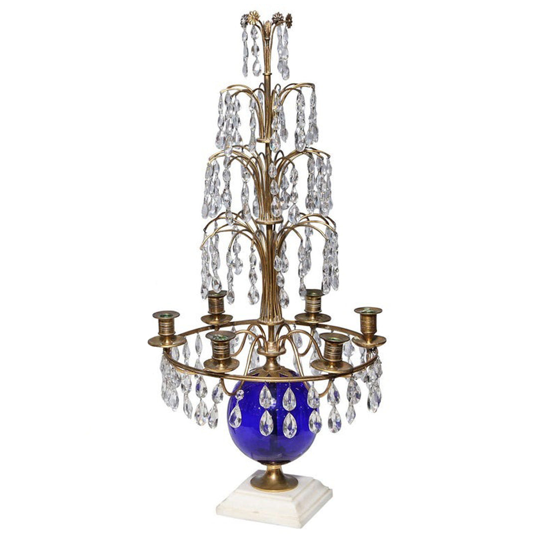 Candelabro chapado en níquel con cristal 35*35*80cm Plata