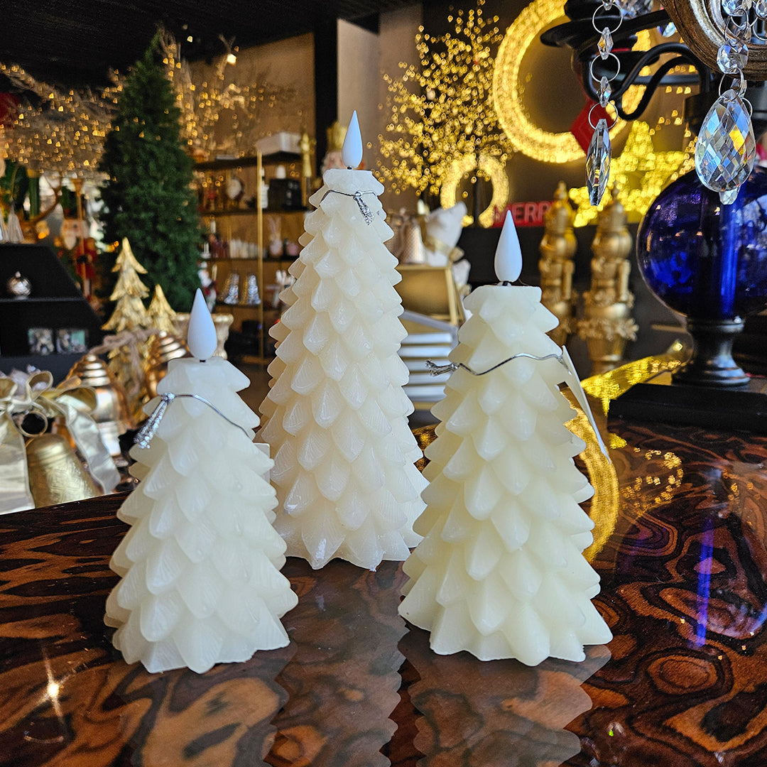 VELAS AROMATIZANTES ARBOL CON LUZ LED ON-OFF 11x20cm Beige 1U/U