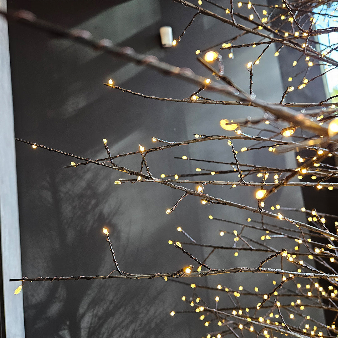 Árbol 6590 luces blancas cálidas, adaptador UL IP44, base de resina, 5m cable 300cm Negro 1U/U