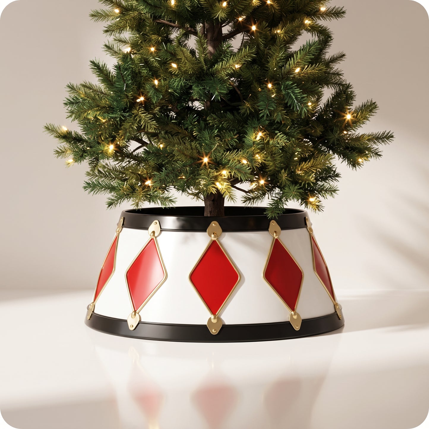 Base de árbol dorada con piedras