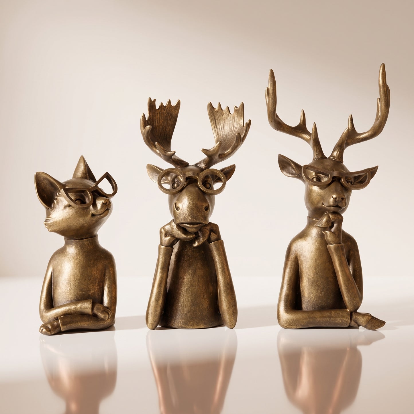 Set de 3 animales dorados