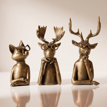 Set de 3 animales dorados