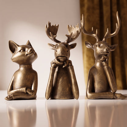 Set de 3 animales dorados