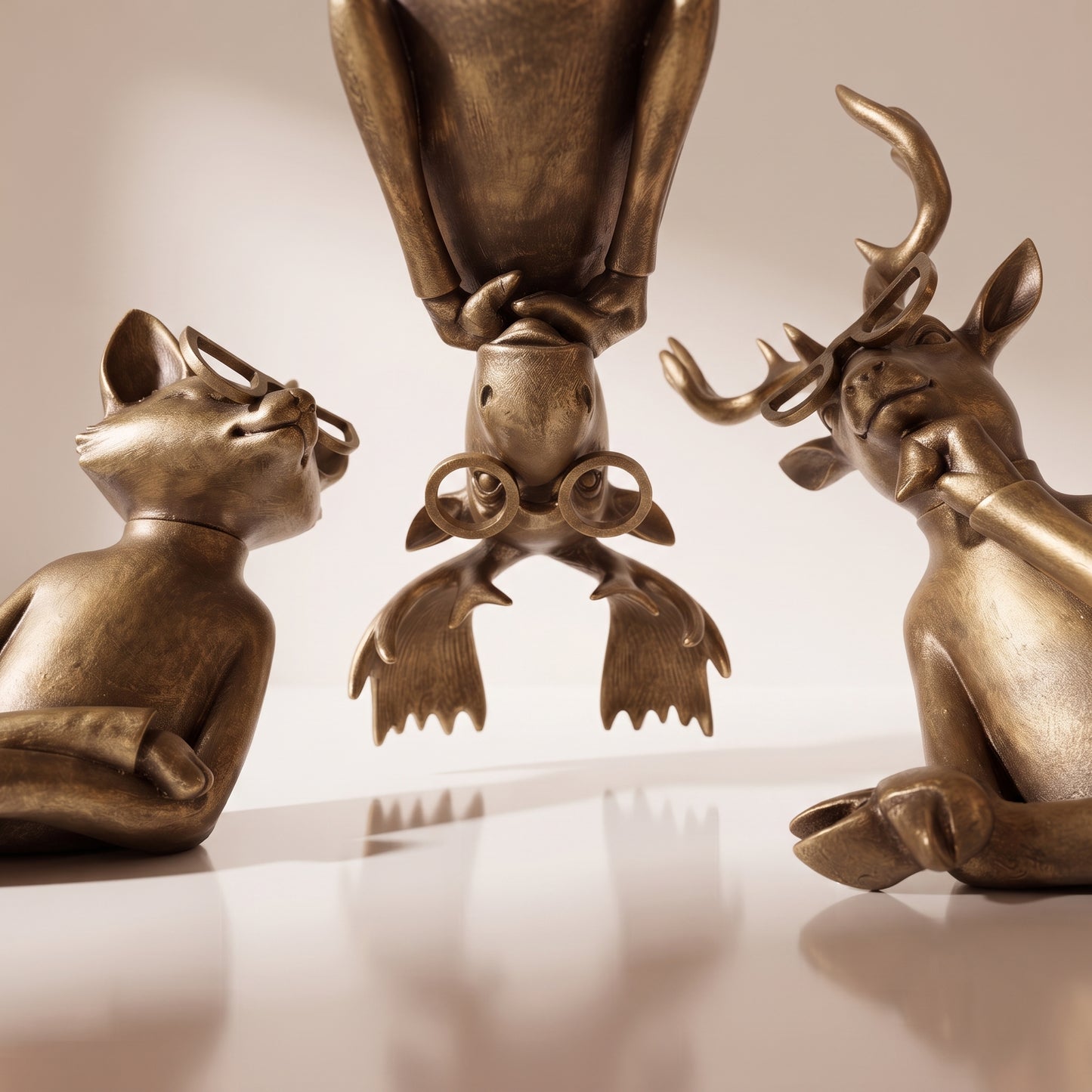 Set de 3 animales dorados