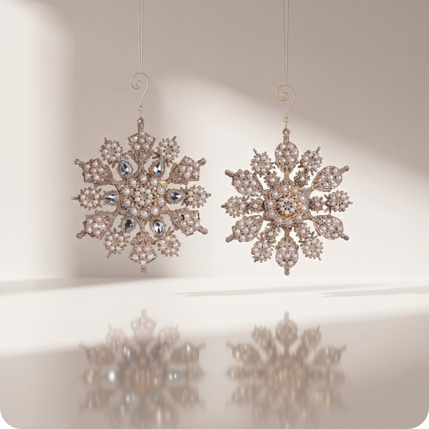 Esfera Snowflake con piedras y perlas