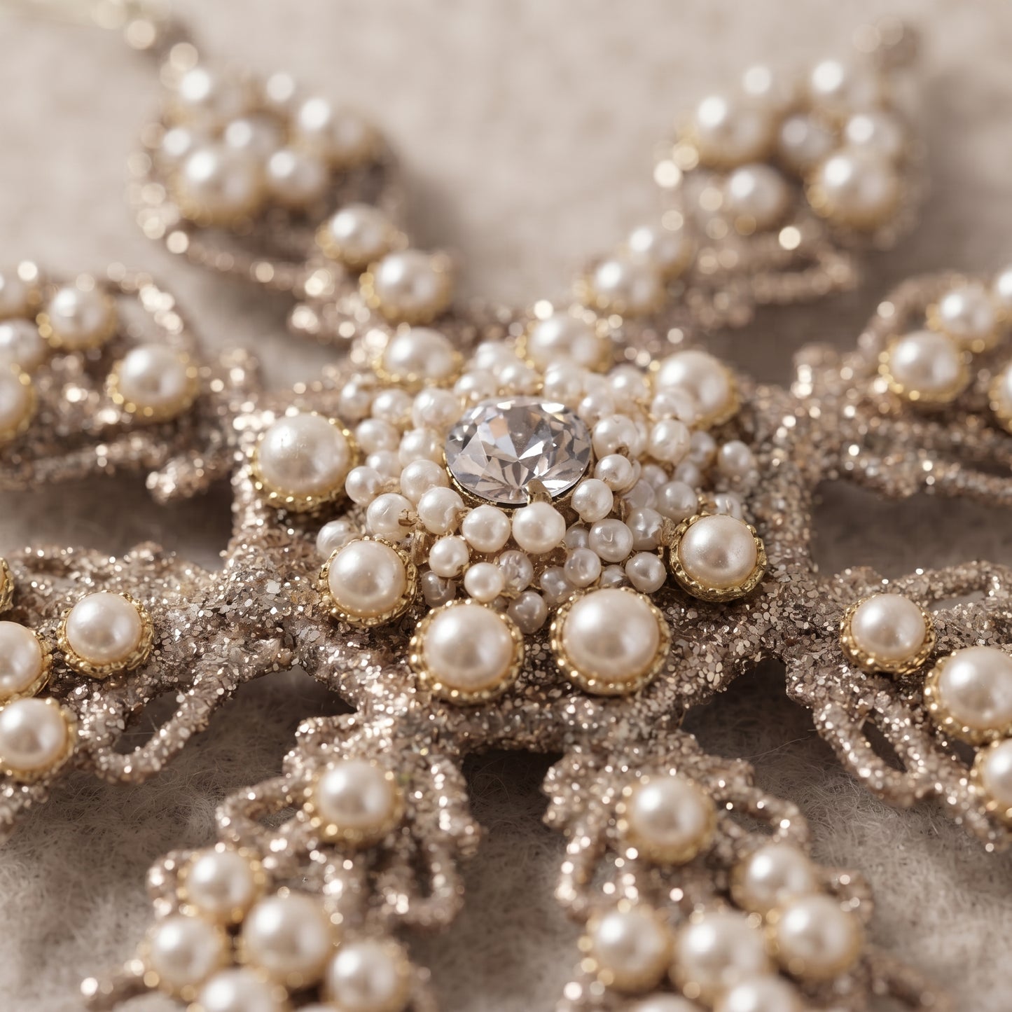 Esfera Snowflake con piedras y perlas