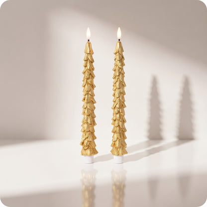 Set de 2 velas de árbol doradas