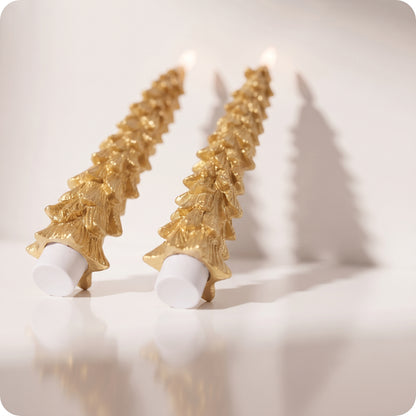Set de 2 velas de árbol doradas