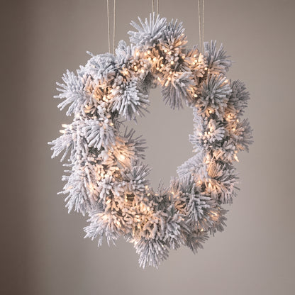 Corona de abeto celand, fleco, preiluminada con 100 luces transparentes y 156 puntas