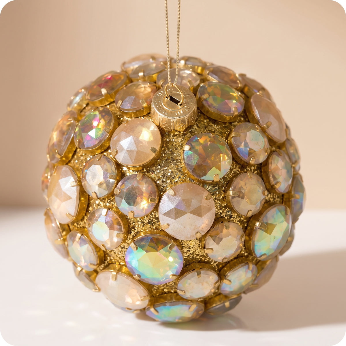 Esfera Oro de bola de joya con brillos dorados