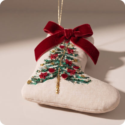 Bota de algodón con árbol de cuentas y crema de lazo