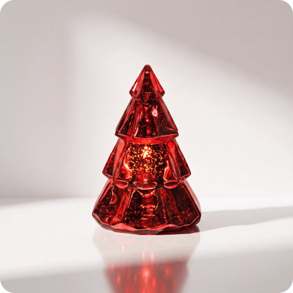 Vela tipo árbol de vidrio con luz led roja