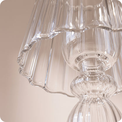 Lámpara decorativa transparente de mesa de rayas y luz rgb