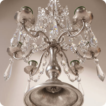Candelabro chapado en níquel con cristal pico plateado