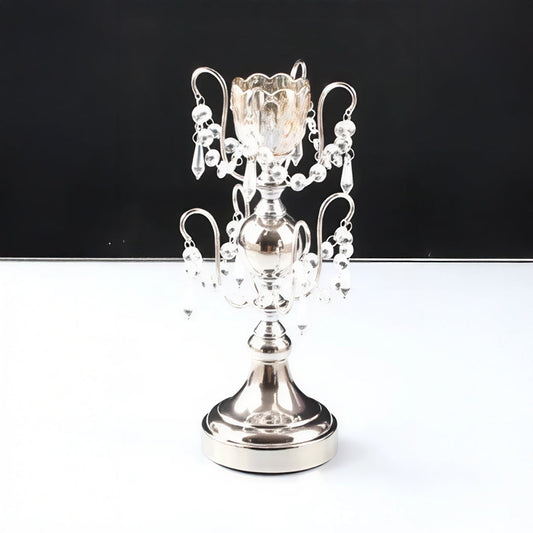 Candelabro chapado en níquel con cristal 15*15*32CM Dorado
