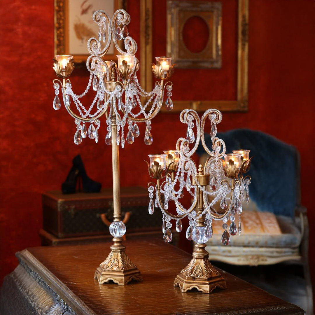 Candelabro chapado en níquel con cristal 33*33*63cm Dorado