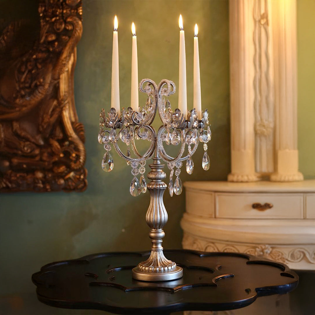 Candelabro chapado en níquel con cristal 30*30*55cm Dorado