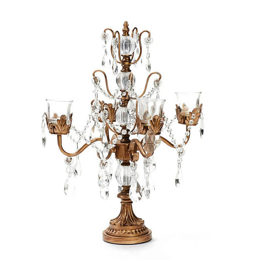 Candelabro chapado en níquel con cristal 33*33*48cm Plata
