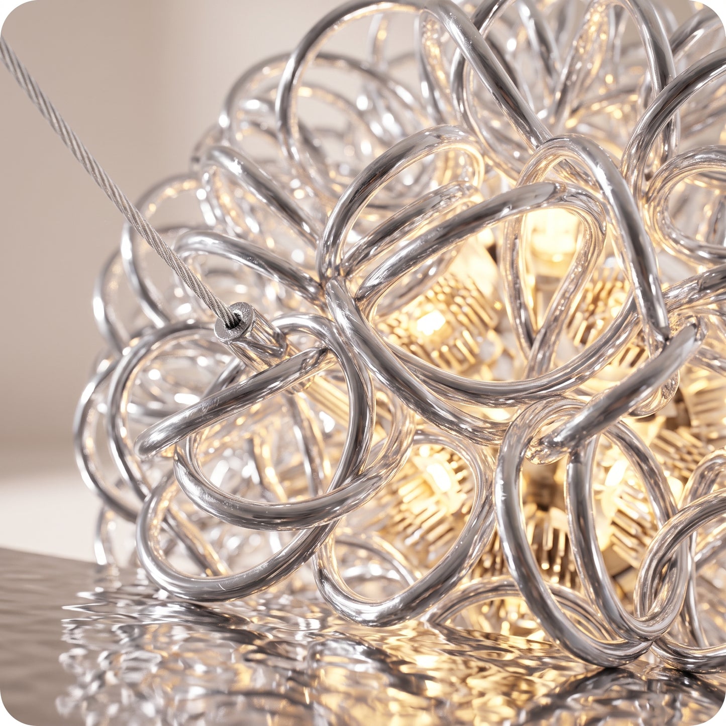 Esfera de red de metal con luz led calida de 45 y 40 cm