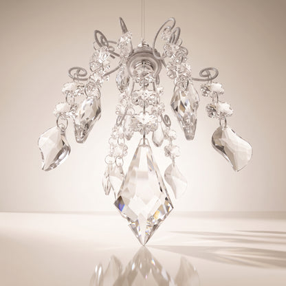 Esfera candelabro con piedras de cristal colgantes 18 cm