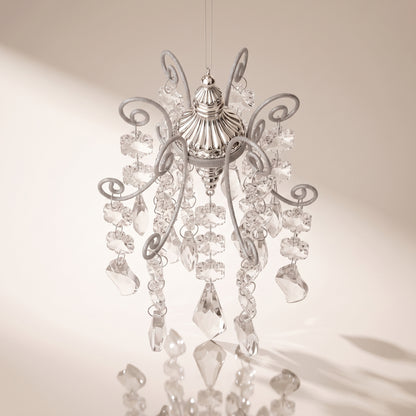 Esfera candelabro con piedras de cristal colgantes 18 cm