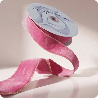 Liston de terciopelo rosa elegante liso delgado