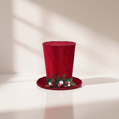 Sombrero de copa de acebo pino rojo
