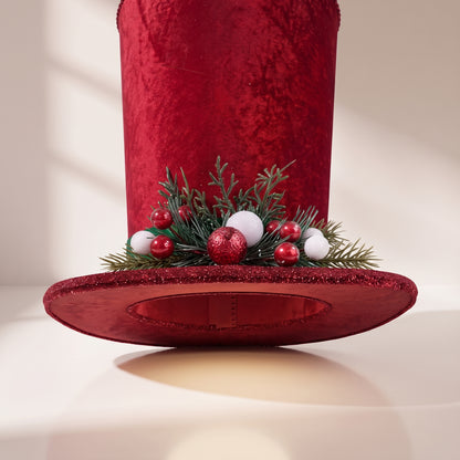 Sombrero de copa de acebo pino rojo