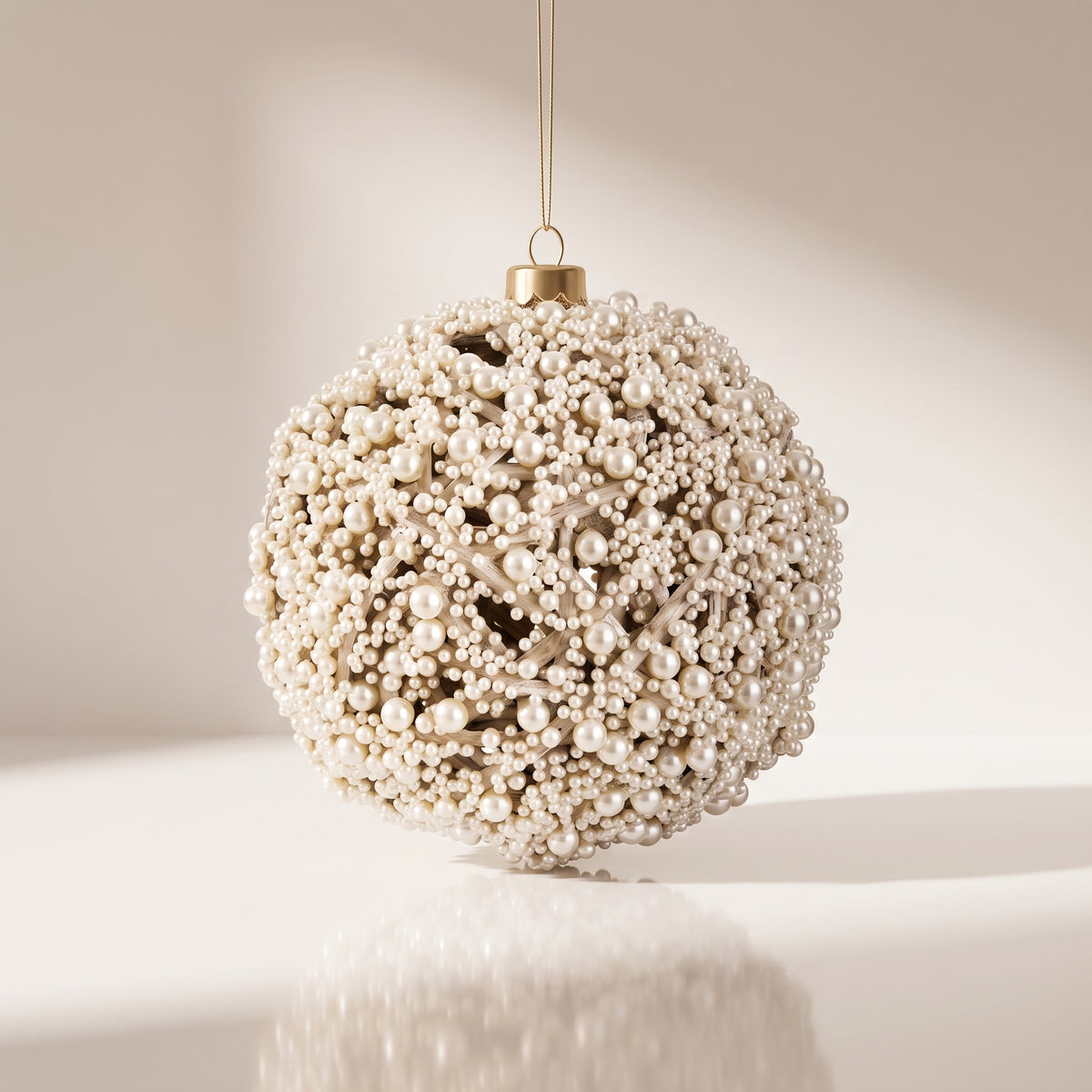 Esfera de perlas blancas y red