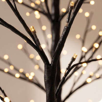 Árbol negro de puntos negro con luz calida 120 cm
